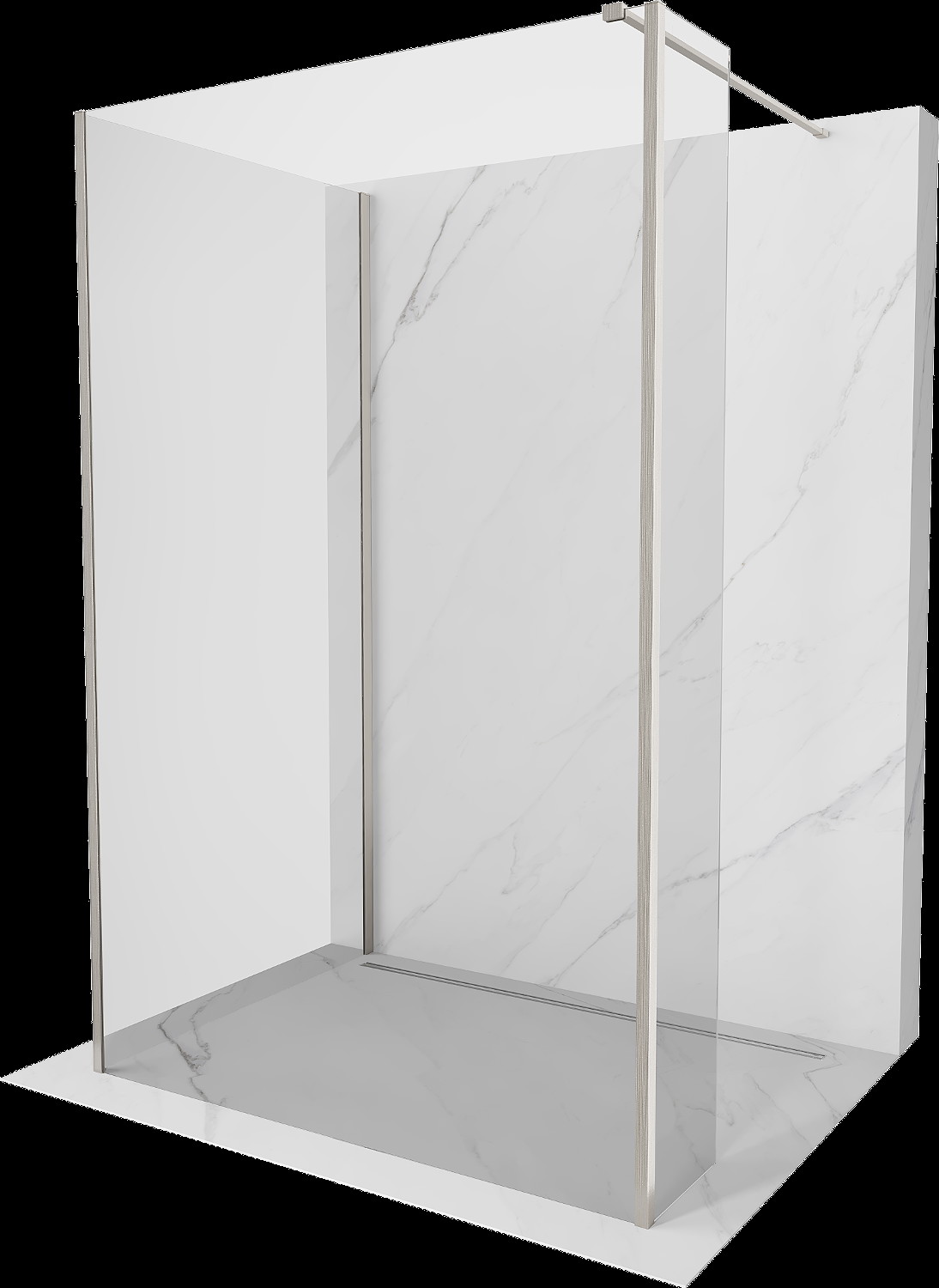 Mexen Kioto perete de duș Walk-in 120 x 70 x 30 cm, transparent, nichel periat - 800-120-070-221-97-00-030