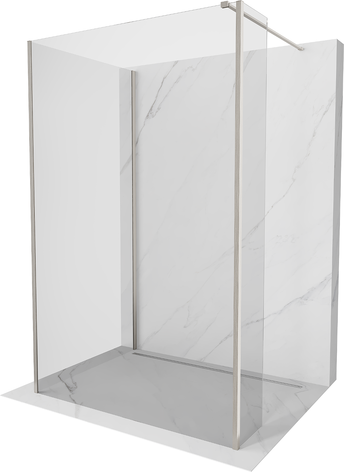 Mexen Kioto perete de duș Walk-in 130 x 85 x 30 cm, transparent, nichel periat - 800-130-085-221-97-00-030