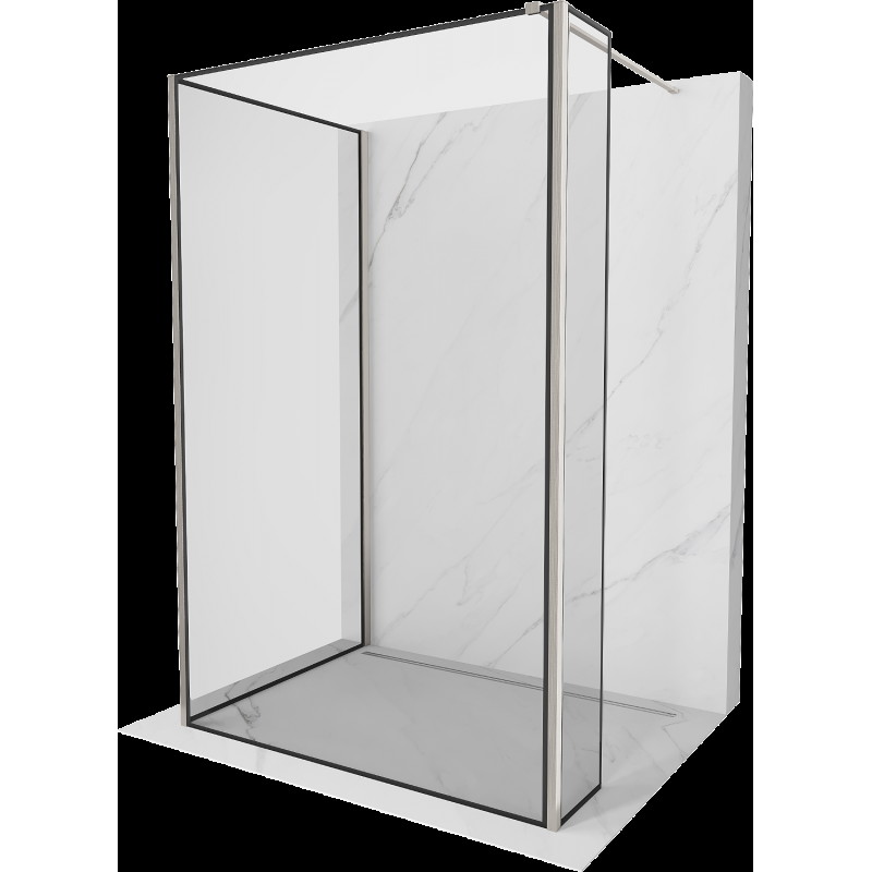 Mexen Kioto perete duș Walk-in 90 x 80 x 30 cm, model negru, finisaj nichel satinat - 800-090-080-221-97-70-030