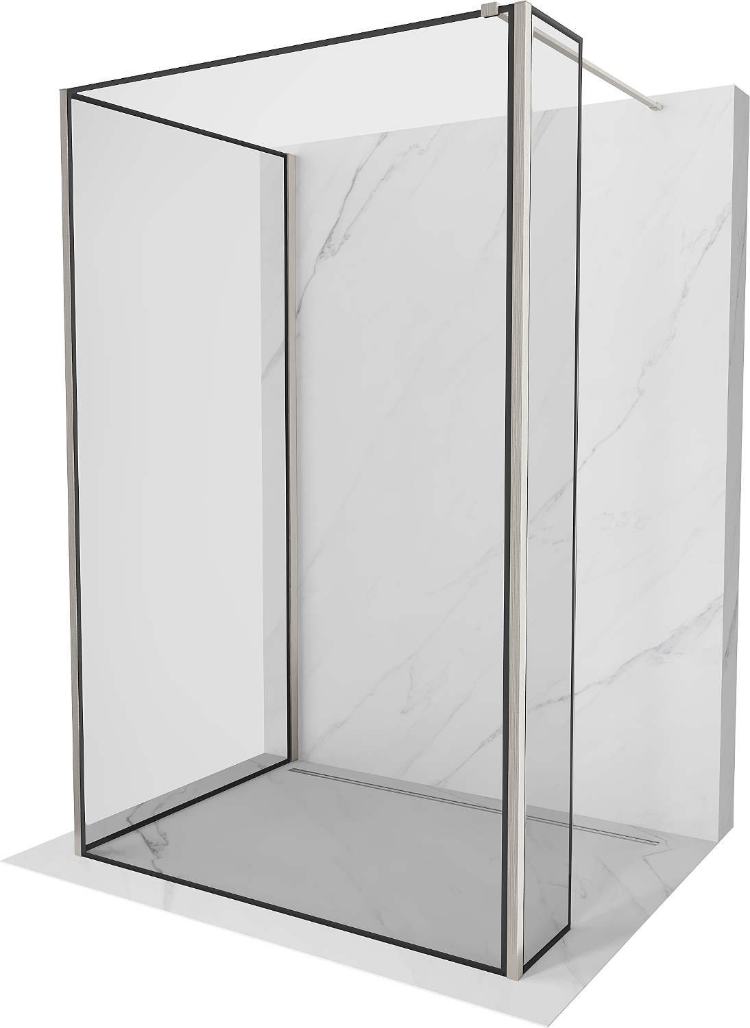 Mexen Kioto perete de duș Walk-in 110 x 100 x 30 cm, model negru, nickel periat - 800-110-100-221-97-70-030