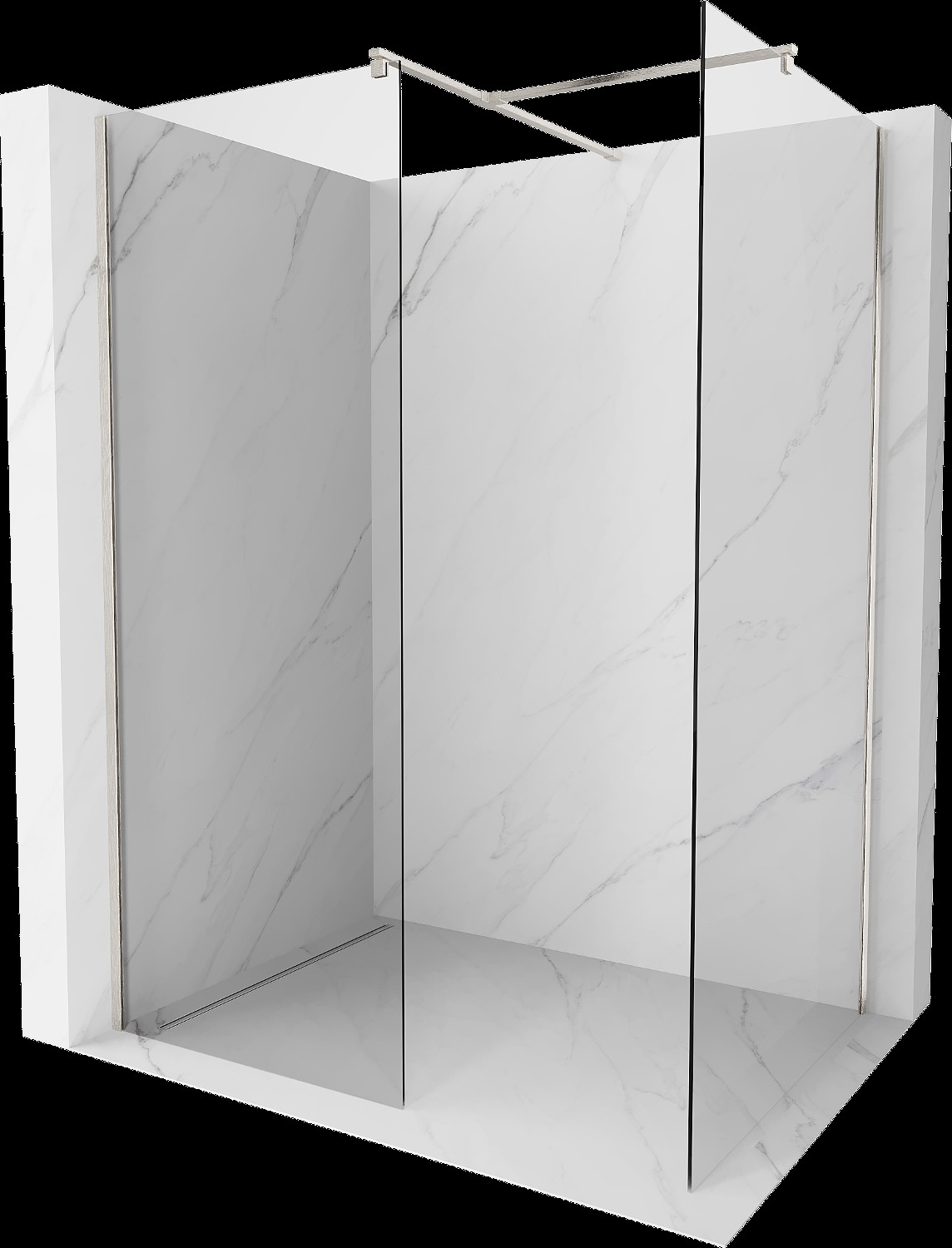 Mexen Kioto perete walk-in 80 x 80 cm, transparent, nickel periat - 800-080-202-97-00-080