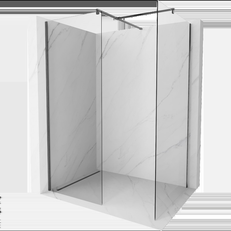 Mexen Kioto perete de duș Walk-in 145 x 70 cm, transparent, gri armat, periat - 800-145-202-01-00-070