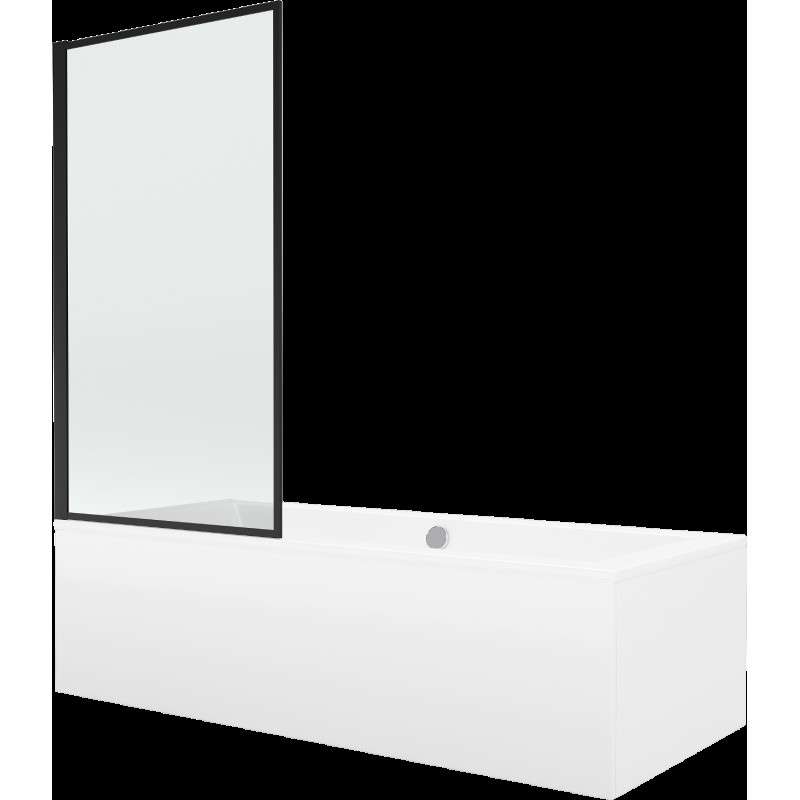 Mexen Cube cadă dreptunghiulară 170 x 80 cm cu panouri si paravan cu 1 aripă 70 cm, Model negru - 550517080X9307017070