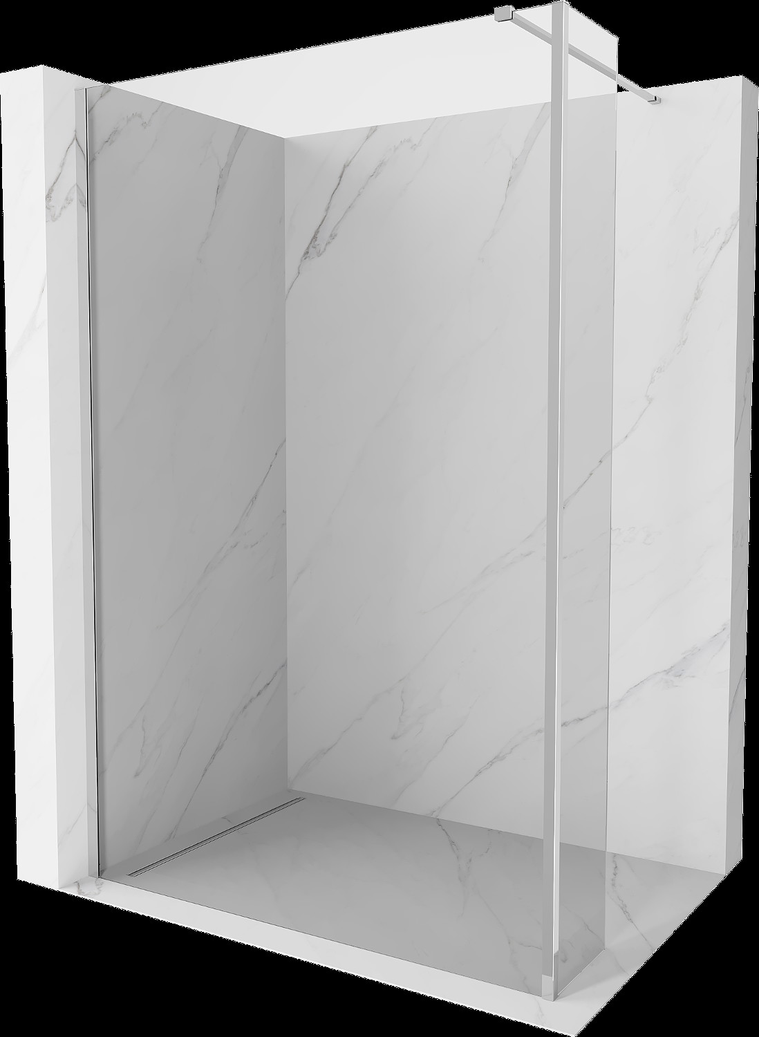 Mexen Kioto perete de duş Walk-in 90 x 40 cm, transparent, crom - 800-090-212-01-00-040