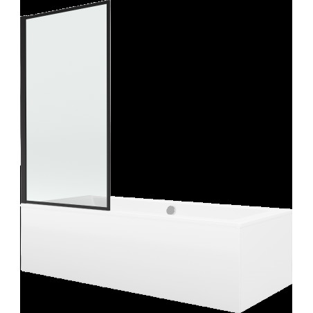 Mexen Cube cadă dreptunghiulară 180 x 80 cm cu panouri si paravan cu 1 aripă 70 cm, Model negru - 550518080X9307017070