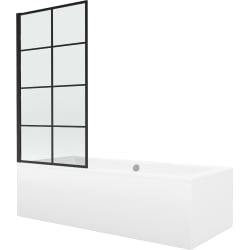 Mexen Cube cadă dreptunghiulară 180 x 80 cm cu panouri si paravan cu 1 aripă 70 cm, Model negru - 550518080X9307017077