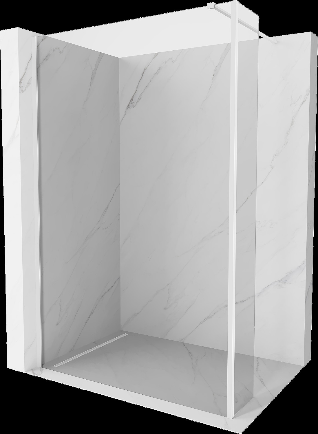 Mexen Kioto perete de dus Walk-in 95 x 30 cm, transparent, alb - 800-095-212-20-00-030