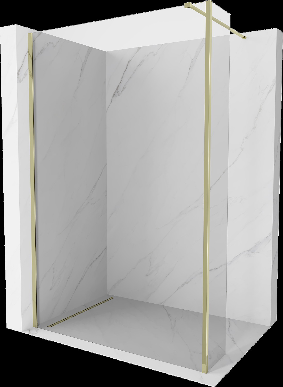 Mexen Kioto perete de duș Walk-in 100 x 30 cm, transparent, aurie - 800-100-212-50-00-030