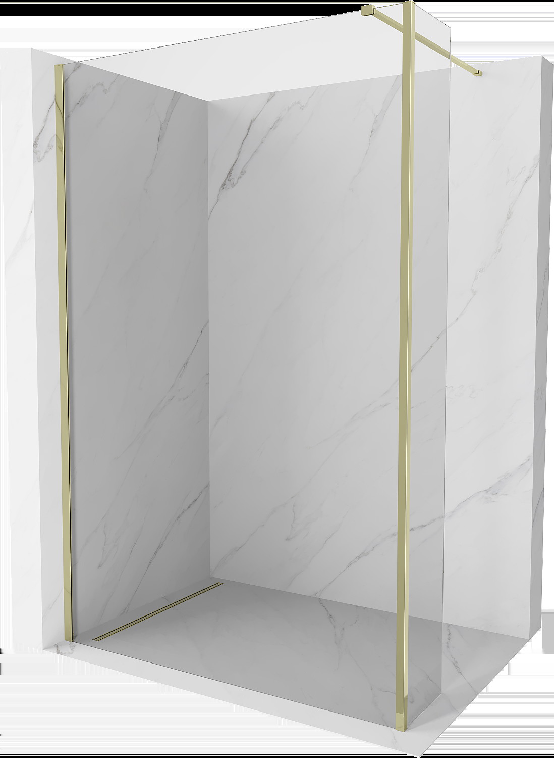 Mexen Kioto perete dus Walk-in 125 x 30 cm, transparent, auriu - 800-125-212-50-00-030