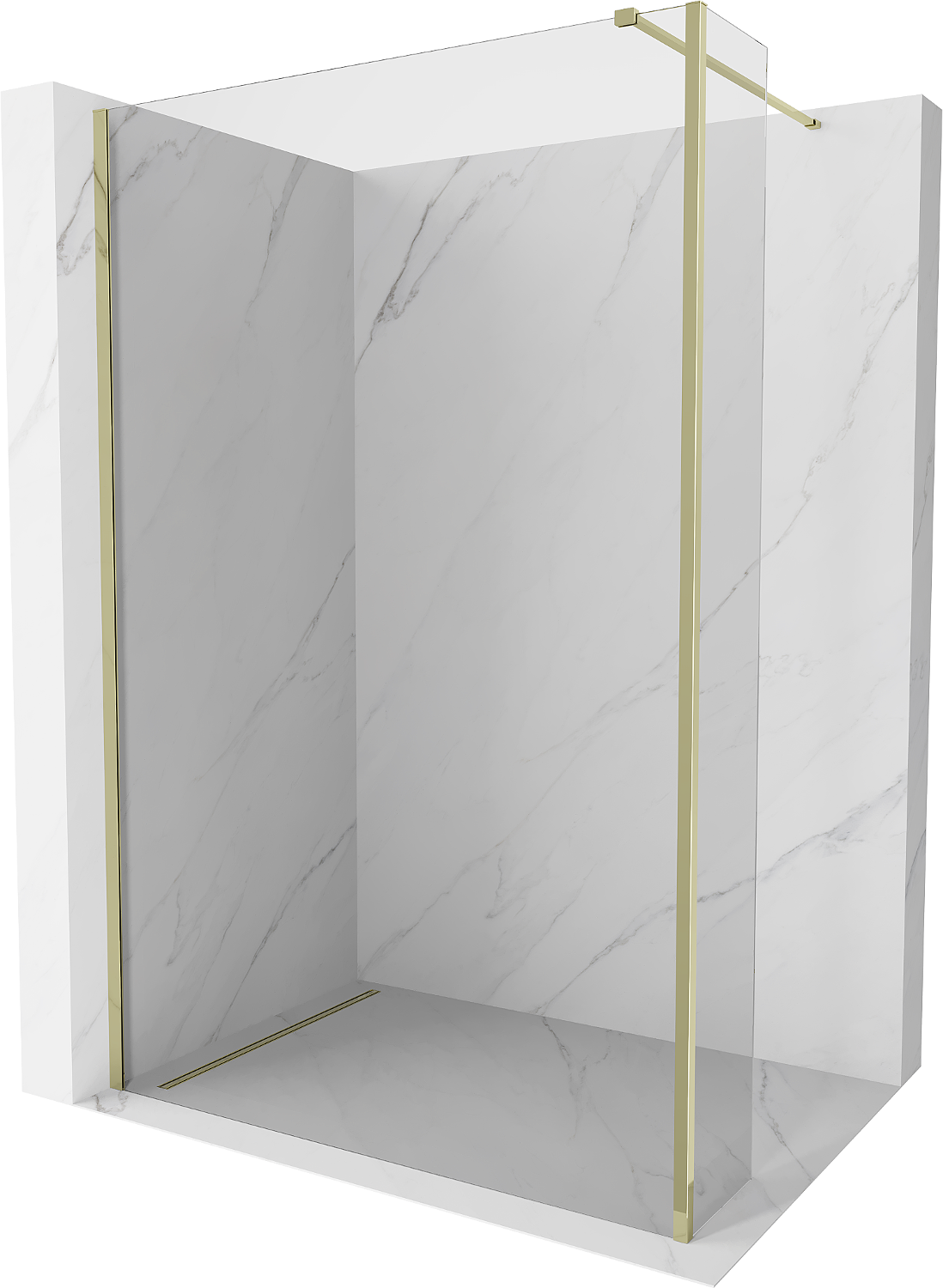 Mexen Kioto perete duș Walk-in 115 x 40 cm, transparent, aurie - 800-115-212-50-00-040