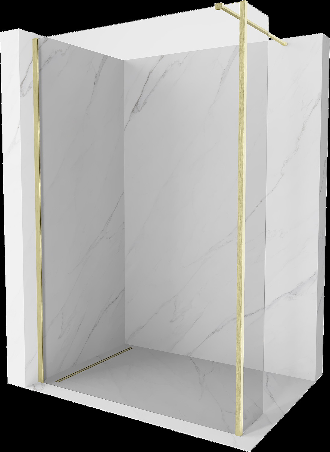 Mexen Kioto perete dus Walk-in 120 x 30 cm, transparent, aur mat - 800-120-212-55-00-030