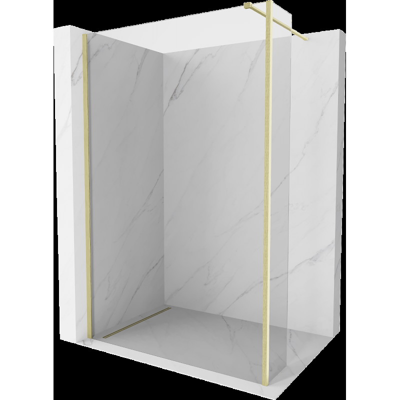 Mexen Kioto perete de duş Walk-in 145 x 30 cm, transparent, cu finisaj de aur periat - 800-145-212-55-00-030