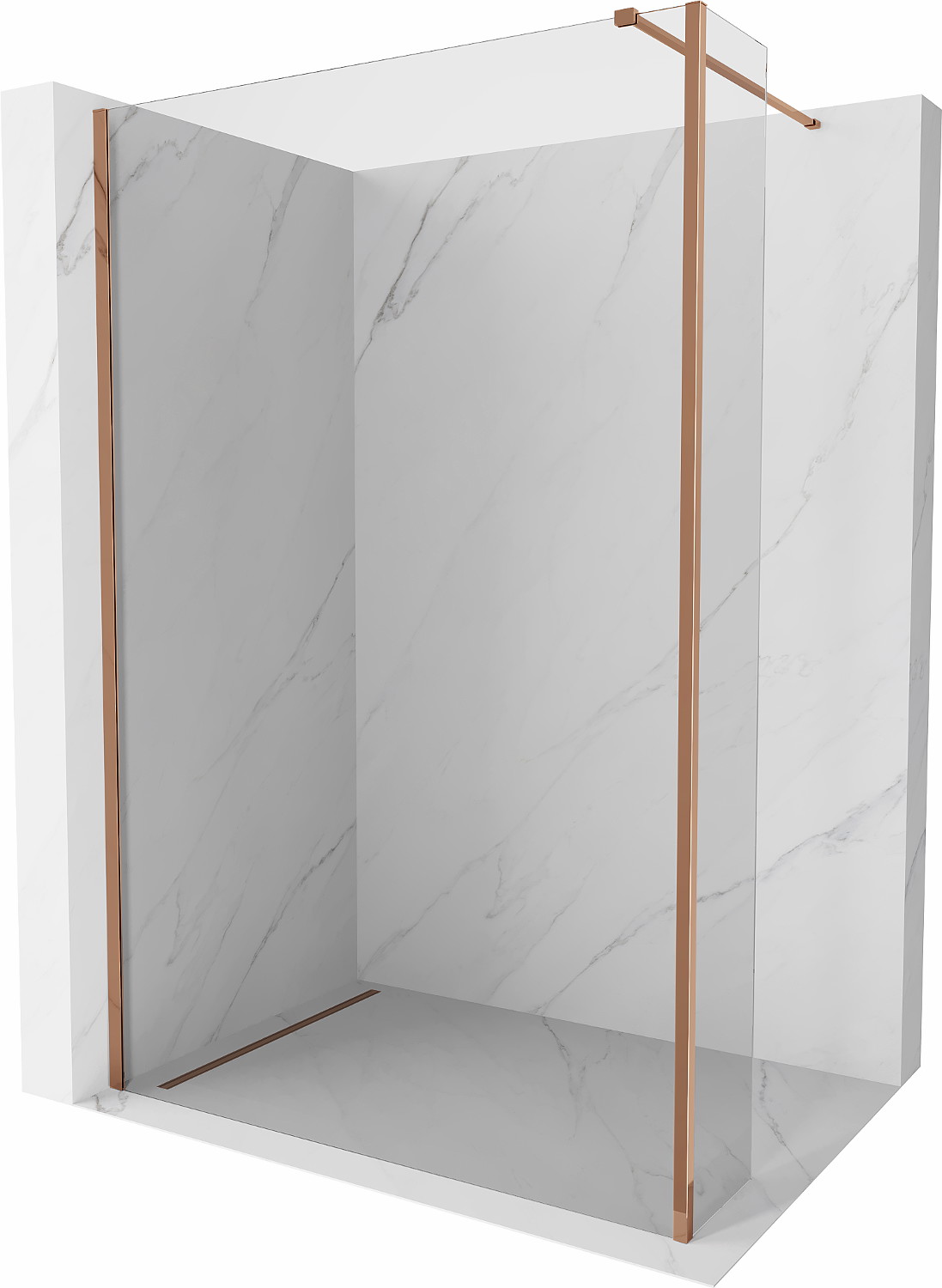 Mexen Kioto perete de duș Walk-in 95 x 30 cm, transparent, aur roz - 800-095-212-60-00-030