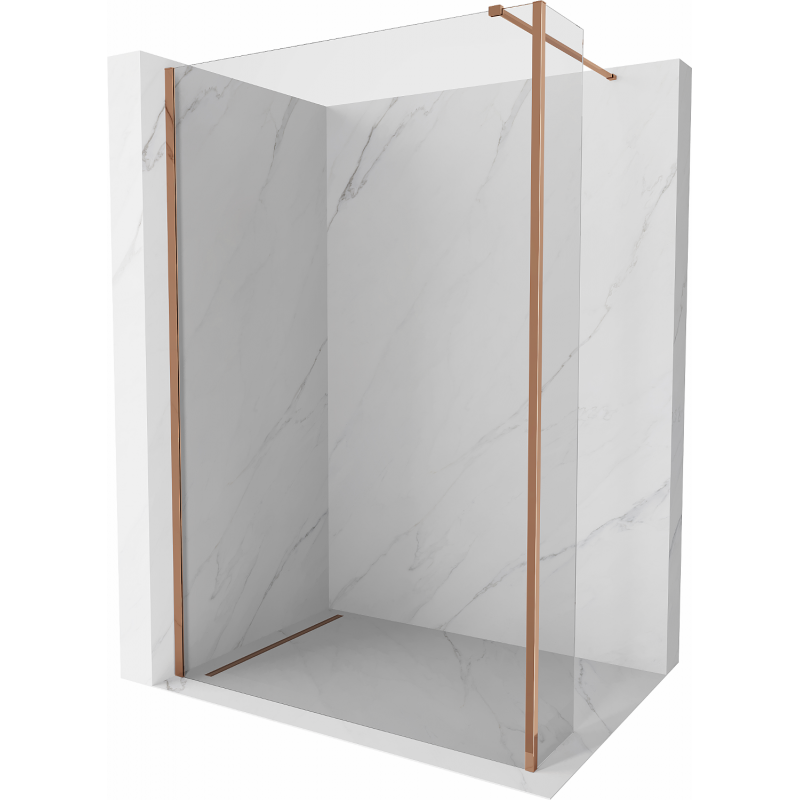 Mexen Kioto perete duș Walk-in 130 x 40 cm, transparent, aur roz - 800-130-212-60-00-040