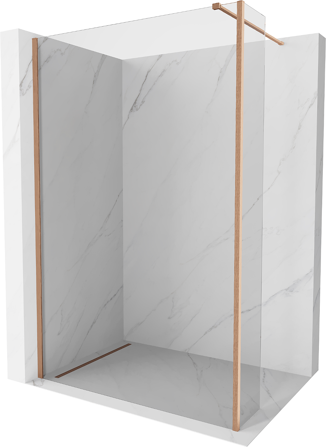 Mexen Kioto perete duș Walk-in 125 x 30 cm, transparent, bronz periat - 800-125-212-65-00-030