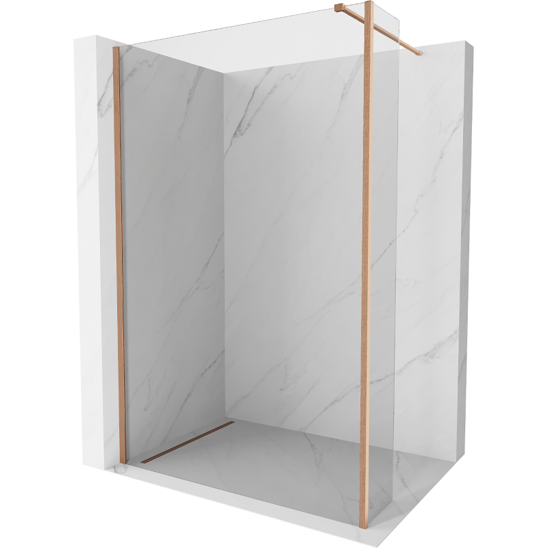 Mexen Kioto perete duș Walk-in 125 x 40 cm, transparent, cupru periat - 800-125-212-65-00-040