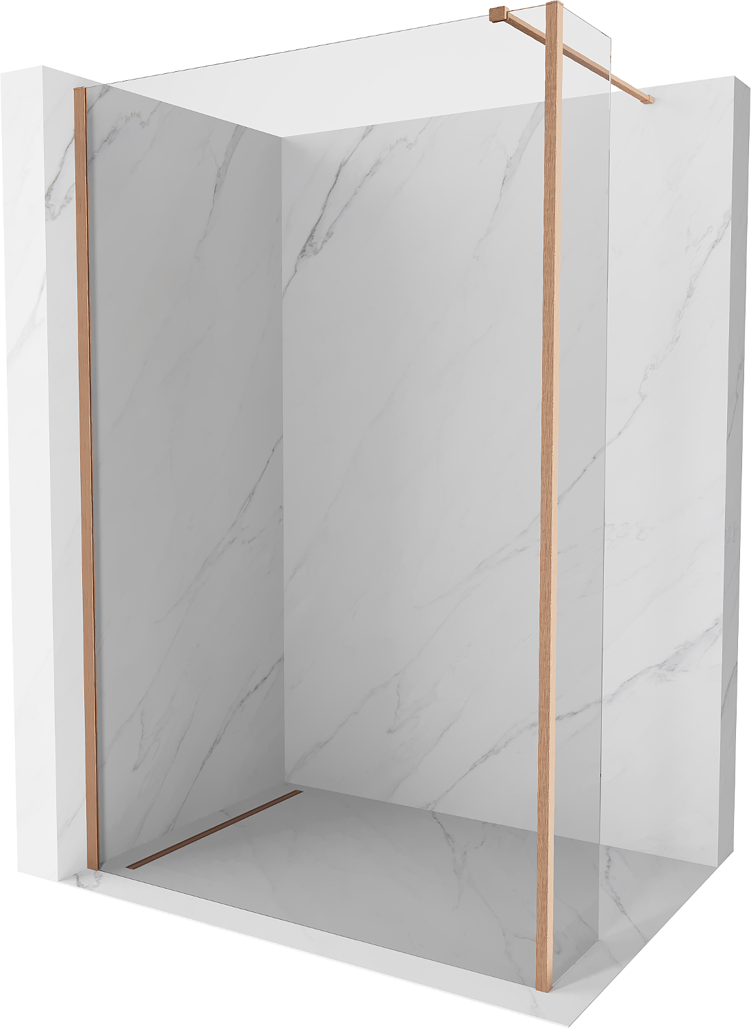 Mexen Kioto perete duș Walk-in 125 x 40 cm, transparent, cupru periat - 800-125-212-65-00-040