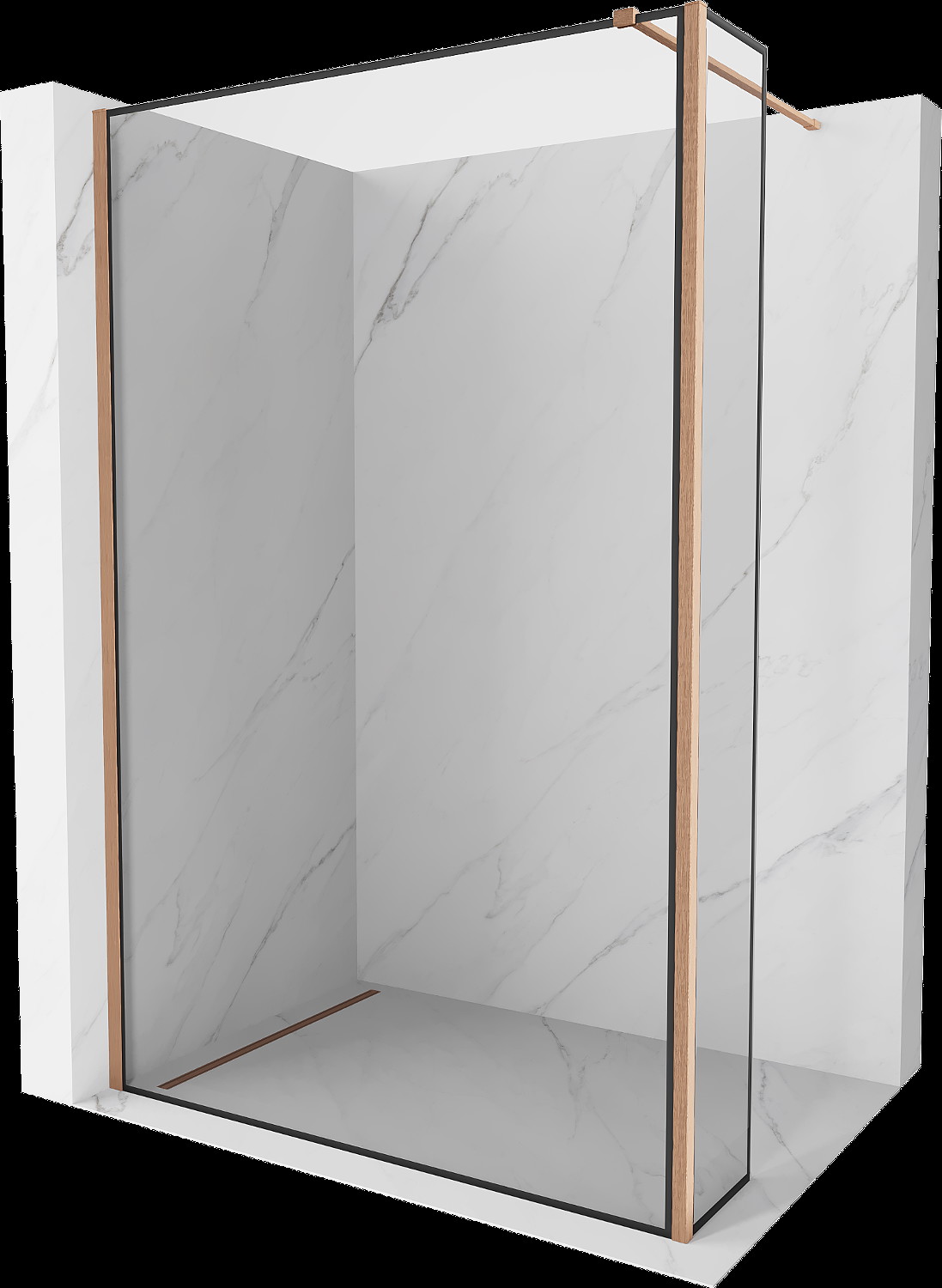 Kioto perete de duș Walk-in 140 x 30 cm, model negru, bronz periat - 800-140-212-65-70-030