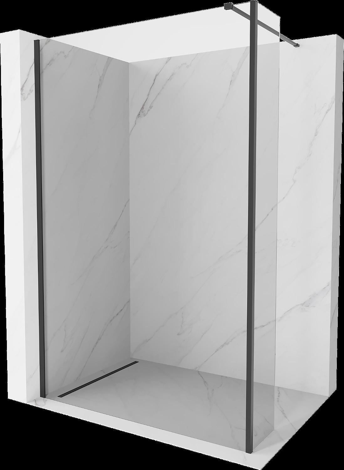 Mexen Kioto perete duş Walk-in 120 x 40 cm, transparent, negru - 800-120-212-70-00-040