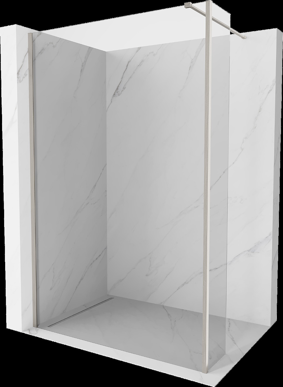 Mexen Kioto panou de duş Walk-in 95 x 30 cm, transparent, nichel periat - 800-095-212-97-00-030