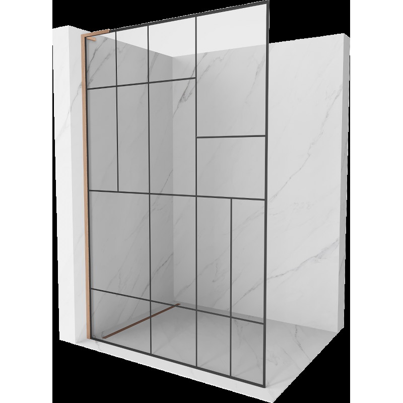 Mexen Kioto L panou de duș Walk-in 80 x 200 cm, model negru, cupru periat - 800-080-103-65-78