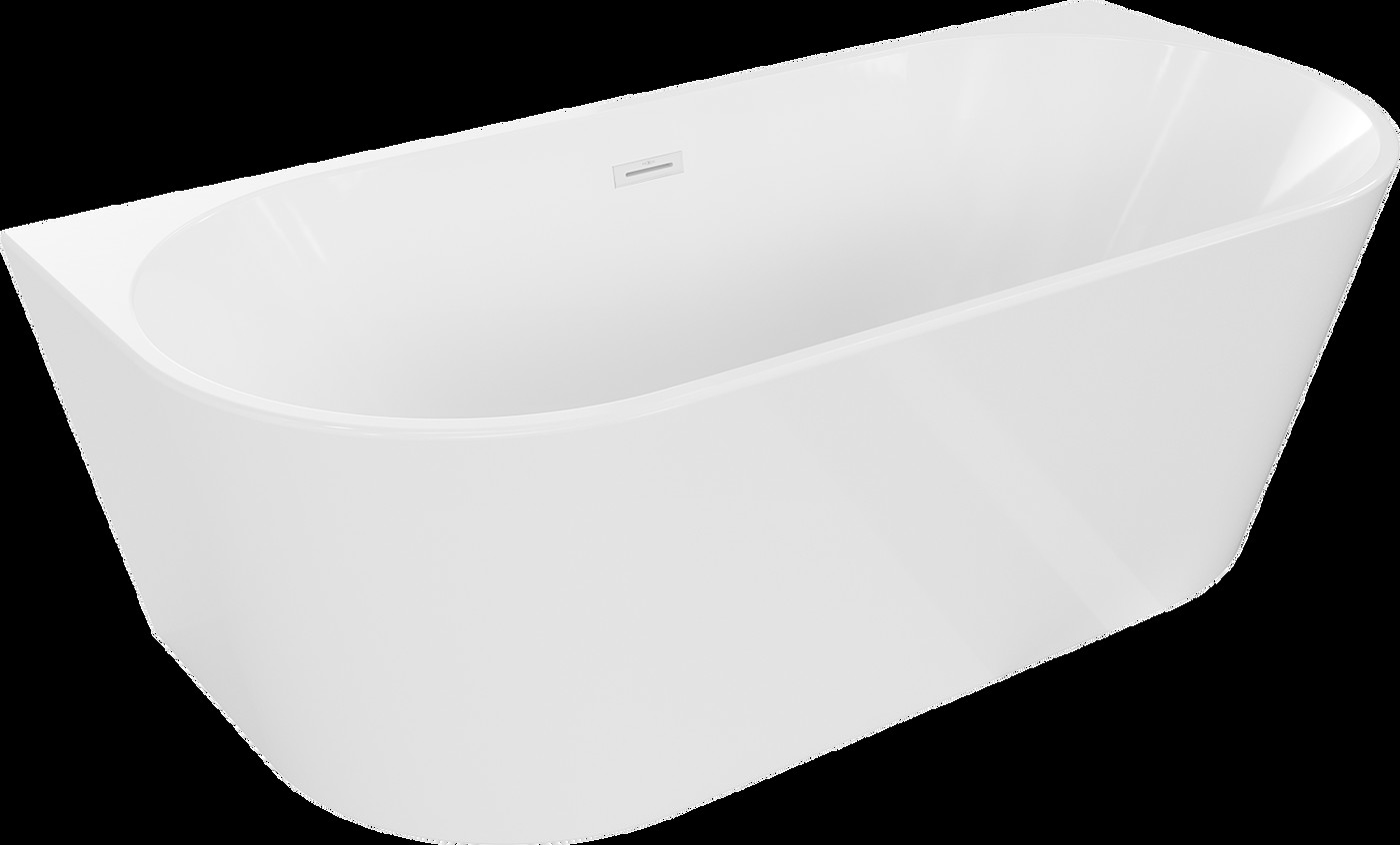 Mexen Oval cada de baie independenta, de perete 140 x 75 cm, alba, cu supraplin alb - 52671407500-20