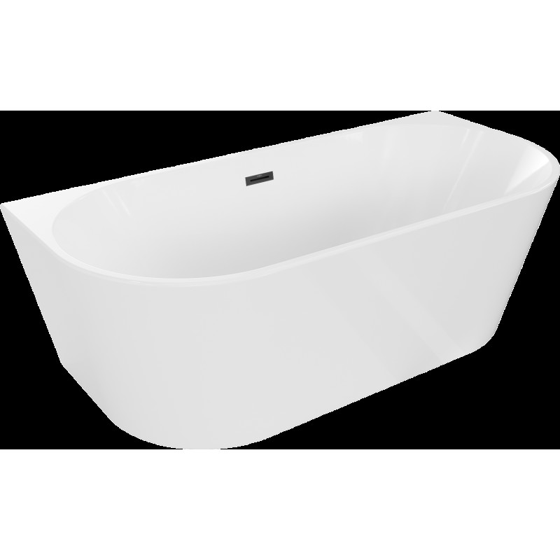 Mexen Oval baie freestanding de perete 180 x 80 cm, alb, scurgere neagră - 52671808000-70