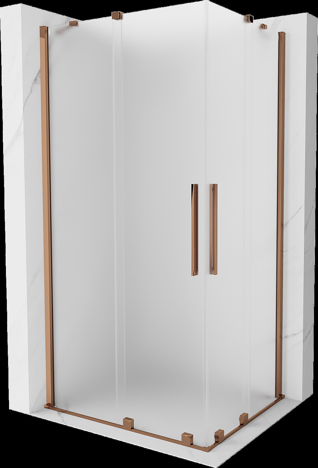 Mexen Velar Duo cabină de duș culisantă 90 x 80 cm, geam mat, aur roz - 871-090-080-32-60