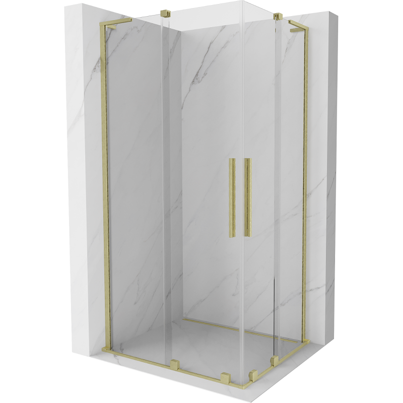 Mexen Velar L Duo cabină de duș glisantă 100 x 90 cm, transparent, auriu periat - 871-100-090-02-03-55