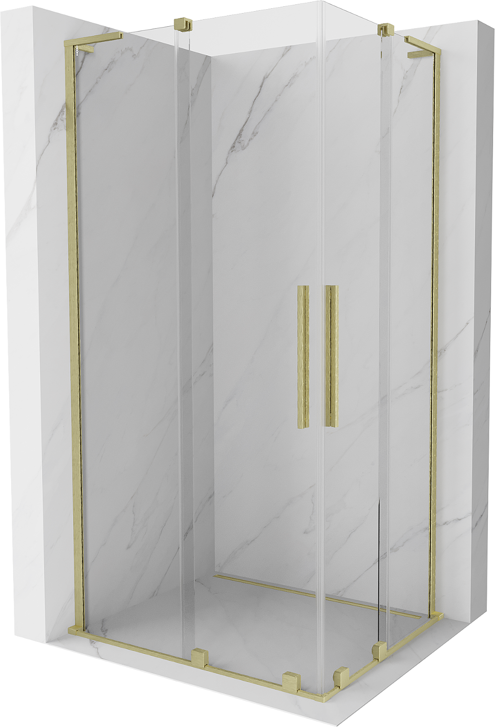 Mexen Velar L Duo cabină de duș glisantă 100 x 90 cm, transparent, auriu periat - 871-100-090-02-03-55