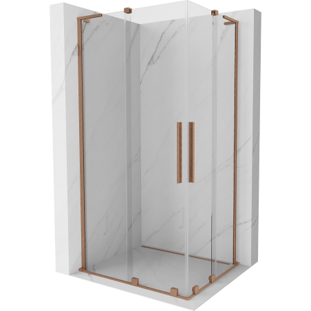 Mexen Velar L Duo cabină de duș glisantă 100 x 90 cm, transparent, cupru periat - 871-100-090-02-03-65