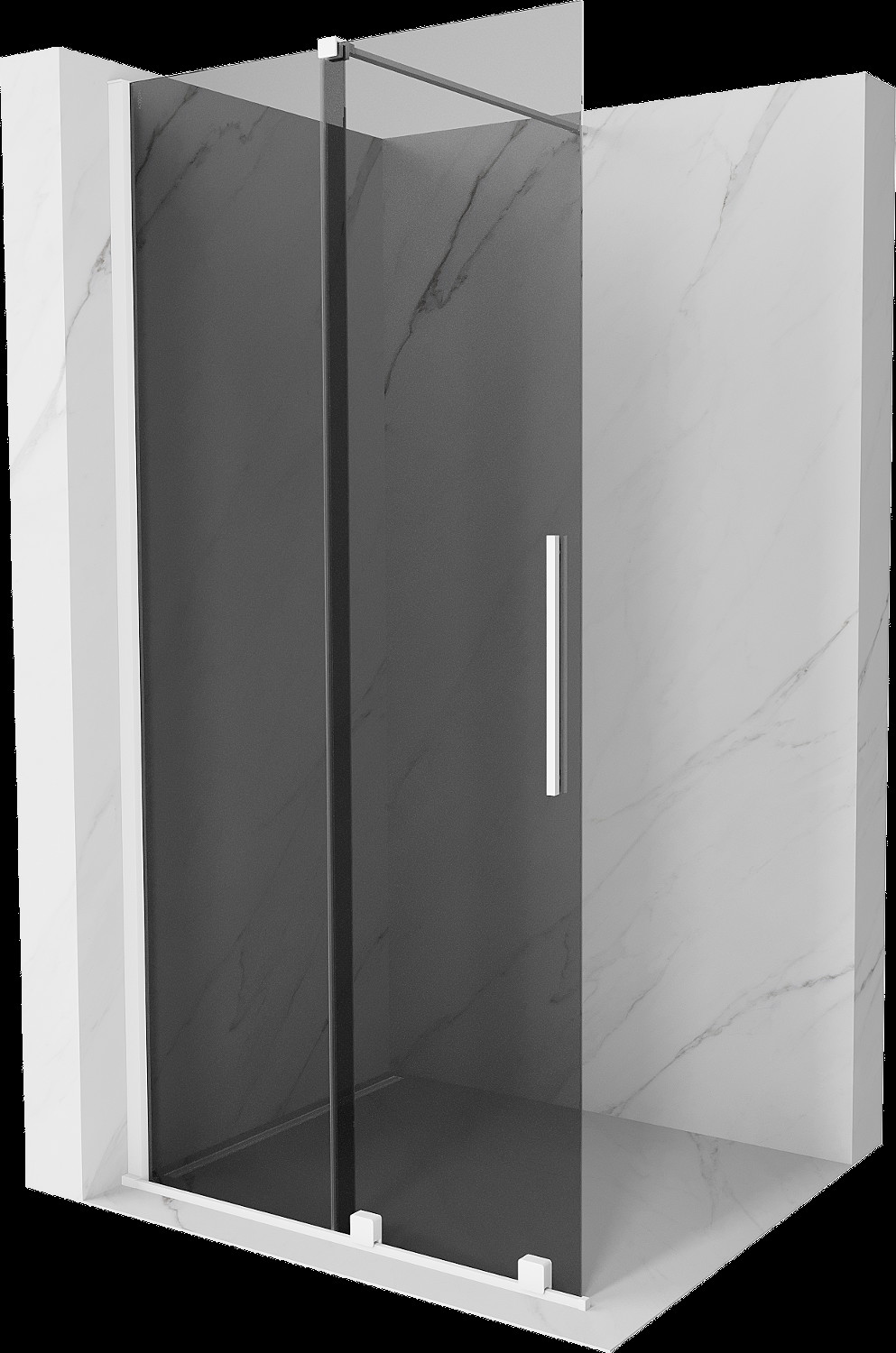 Mexen Velar perete de duș extensibil Walk-in 85 x 200 cm, grafit 8 mm, alb - 871-085-000-43-20