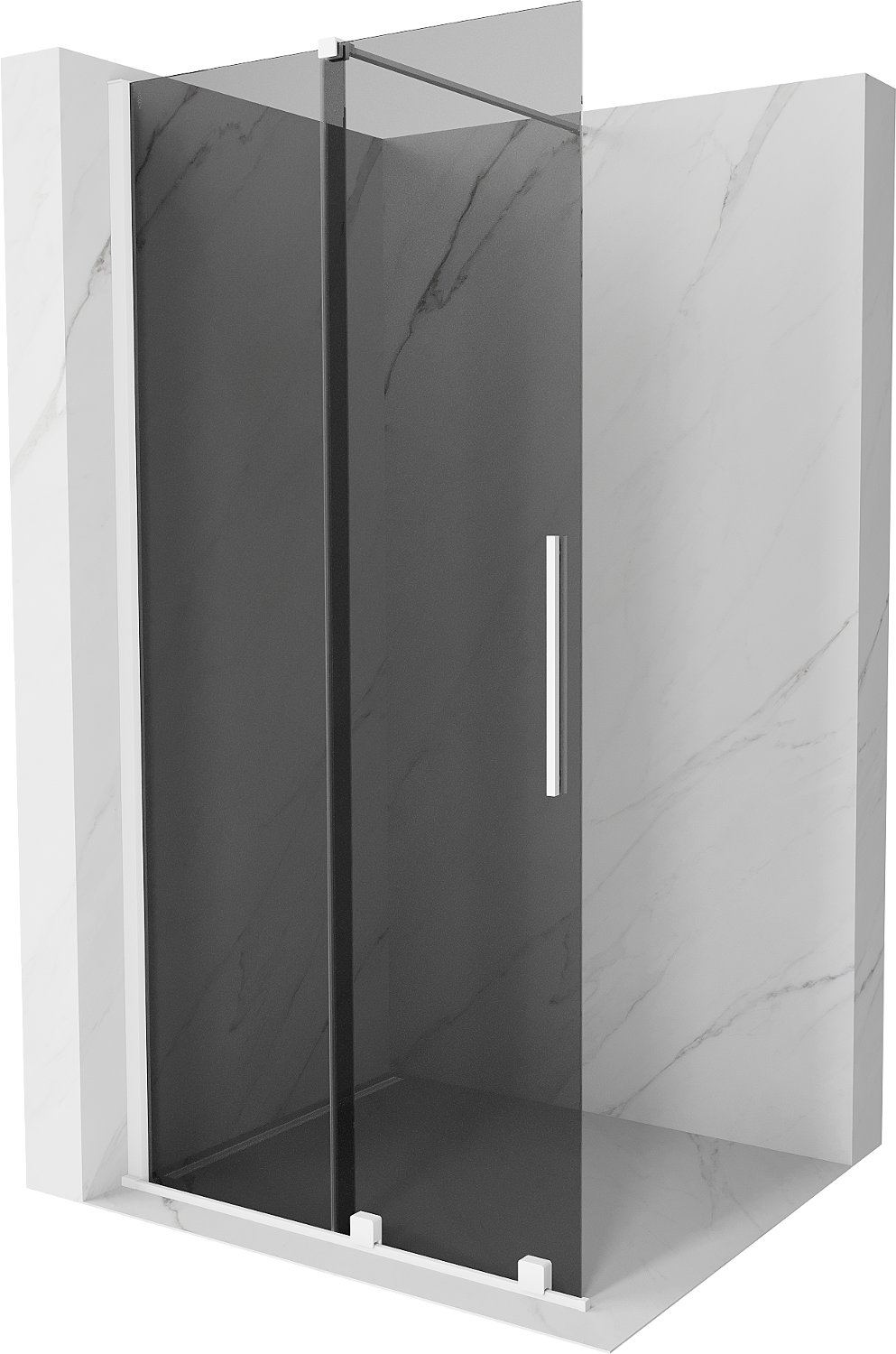 Mexen Velar panou de duș extensibil Walk-in 110 x 200 cm, grafit 8 mm, alb - 871-110-000-43-20