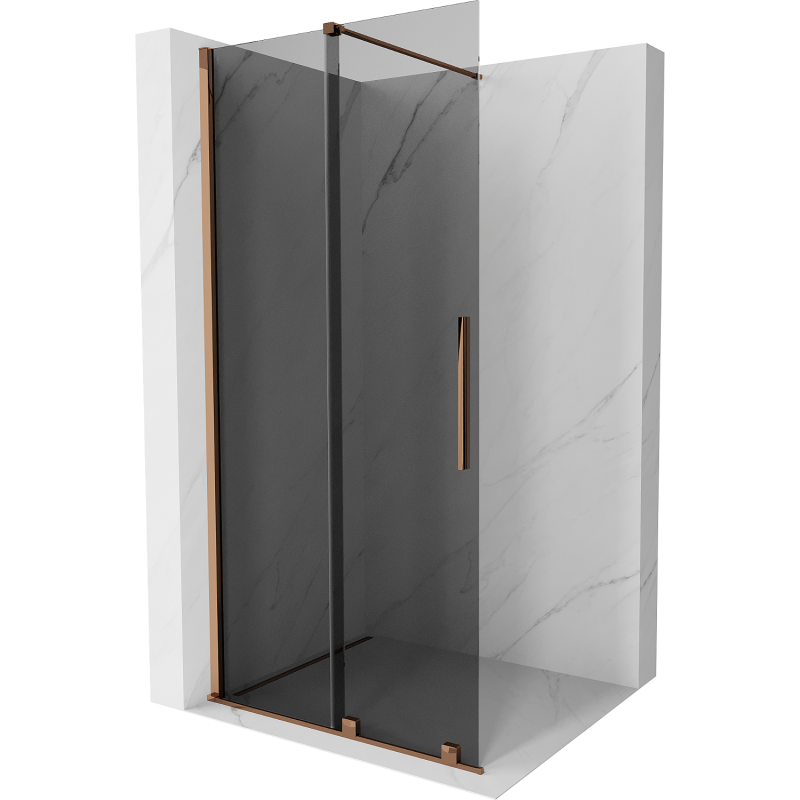 Mexen Velar perete de duș extensibil Walk-in 100 x 200 cm, grafit 8 mm, aur roz - 871-100-000-43-60