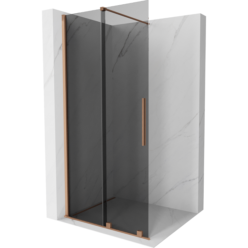 Mexen Velar perete duș extensibil Walk-in 70 x 200 cm, grafit 8 mm, cupru periat - 871-070-000-43-65