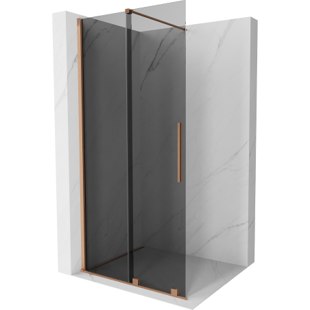 Mexen Velar perete duș extensibil Walk-in 70 x 200 cm, grafit 8 mm, cupru periat - 871-070-000-43-65