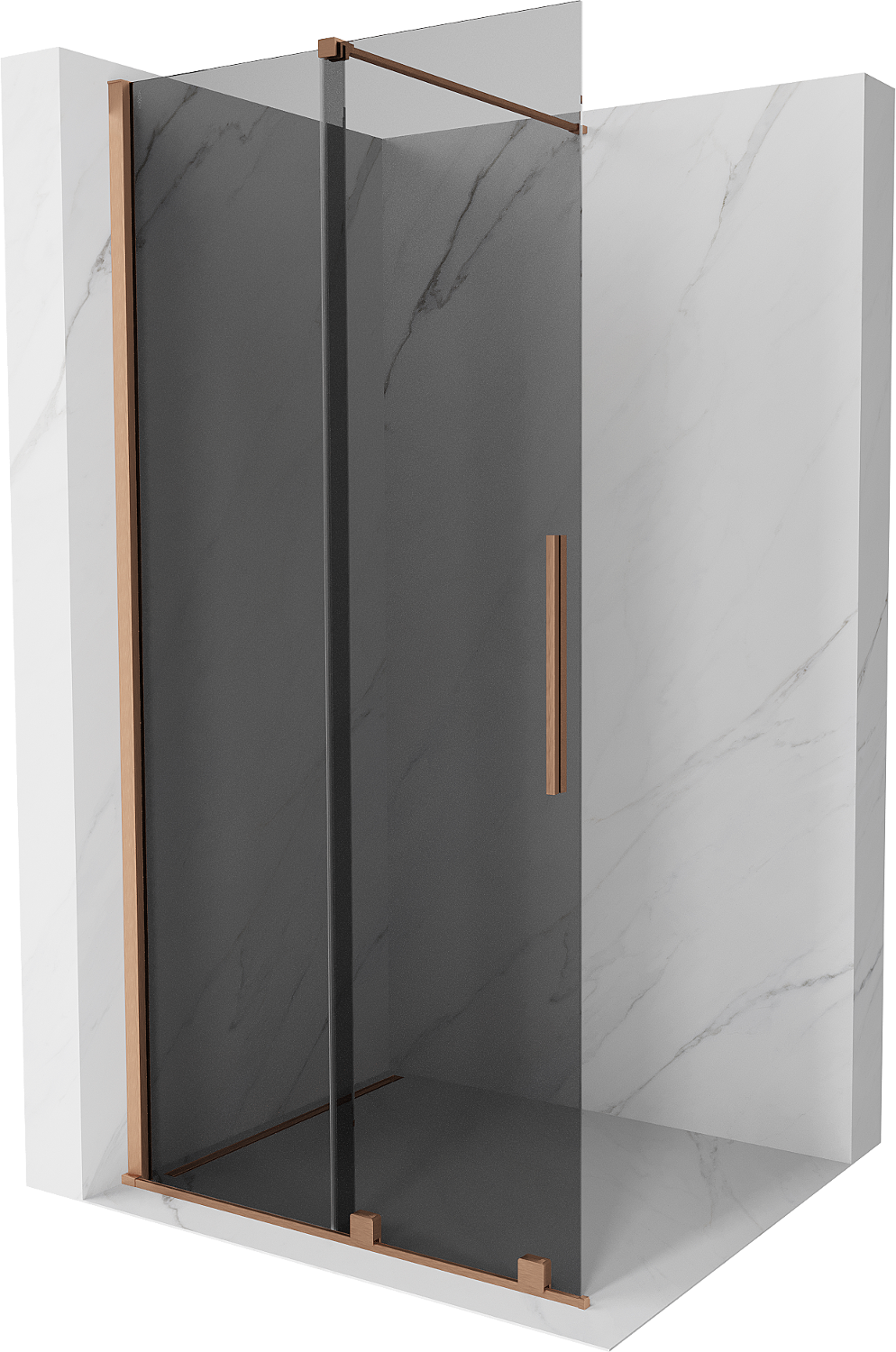 Mexen Velar perete duș extensibil Walk-in 70 x 200 cm, grafit 8 mm, cupru periat - 871-070-000-43-65