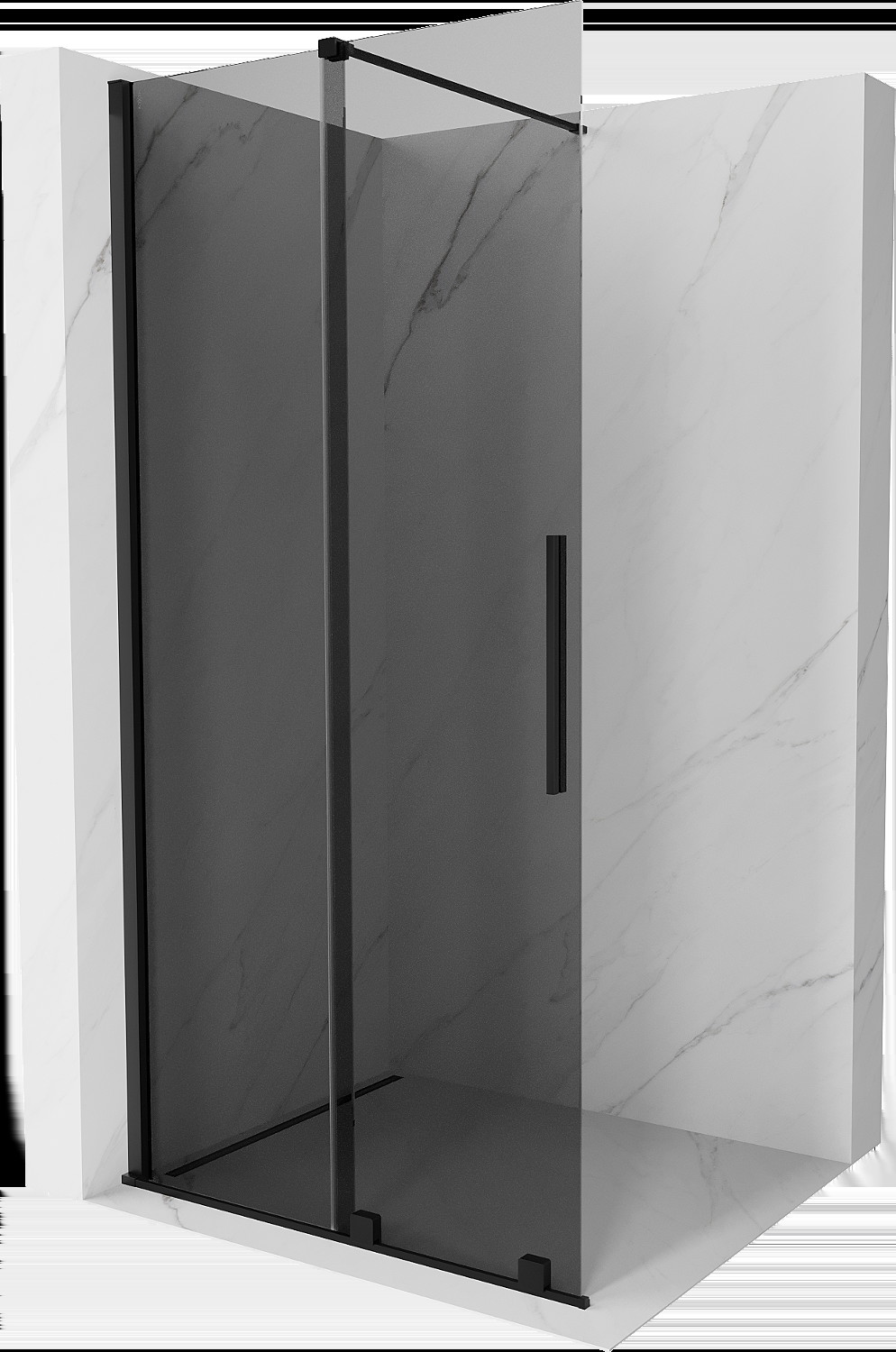 Mexen Velar panou de duș extensibil Walk-in 100 x 200 cm, grafit 8 mm, negru - 871-100-000-43-70