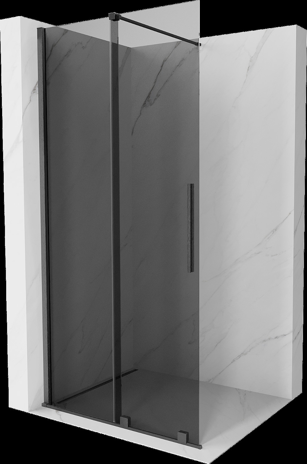 Mexen Velar panou de duş glisant Walk-in 70 x 200 cm, gri 8 mm, gri mat - 871-070-000-43-66