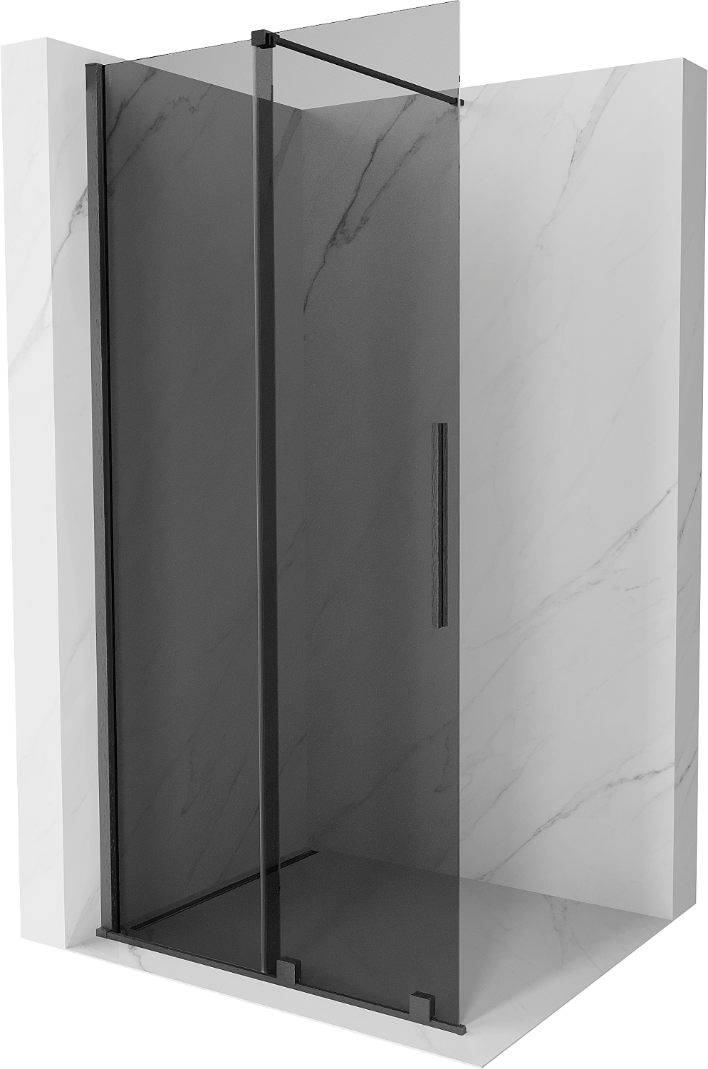 Mexen Velar panou duș glisant Walk-in 75 x 200 cm, grafit 8 mm, gun gray periat - 871-075-000-43-66