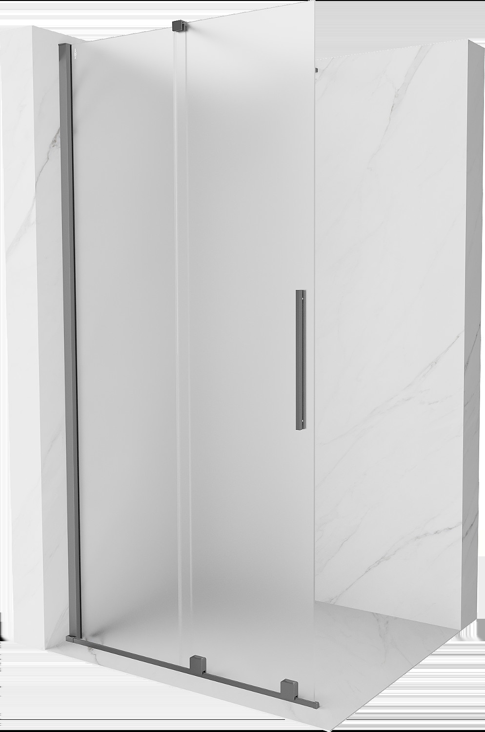 Mexen Velar paravan de duș glisant Walk-in 75 x 200 cm, sticlă mată 8 mm, gun metal - 871-075-000-33-95