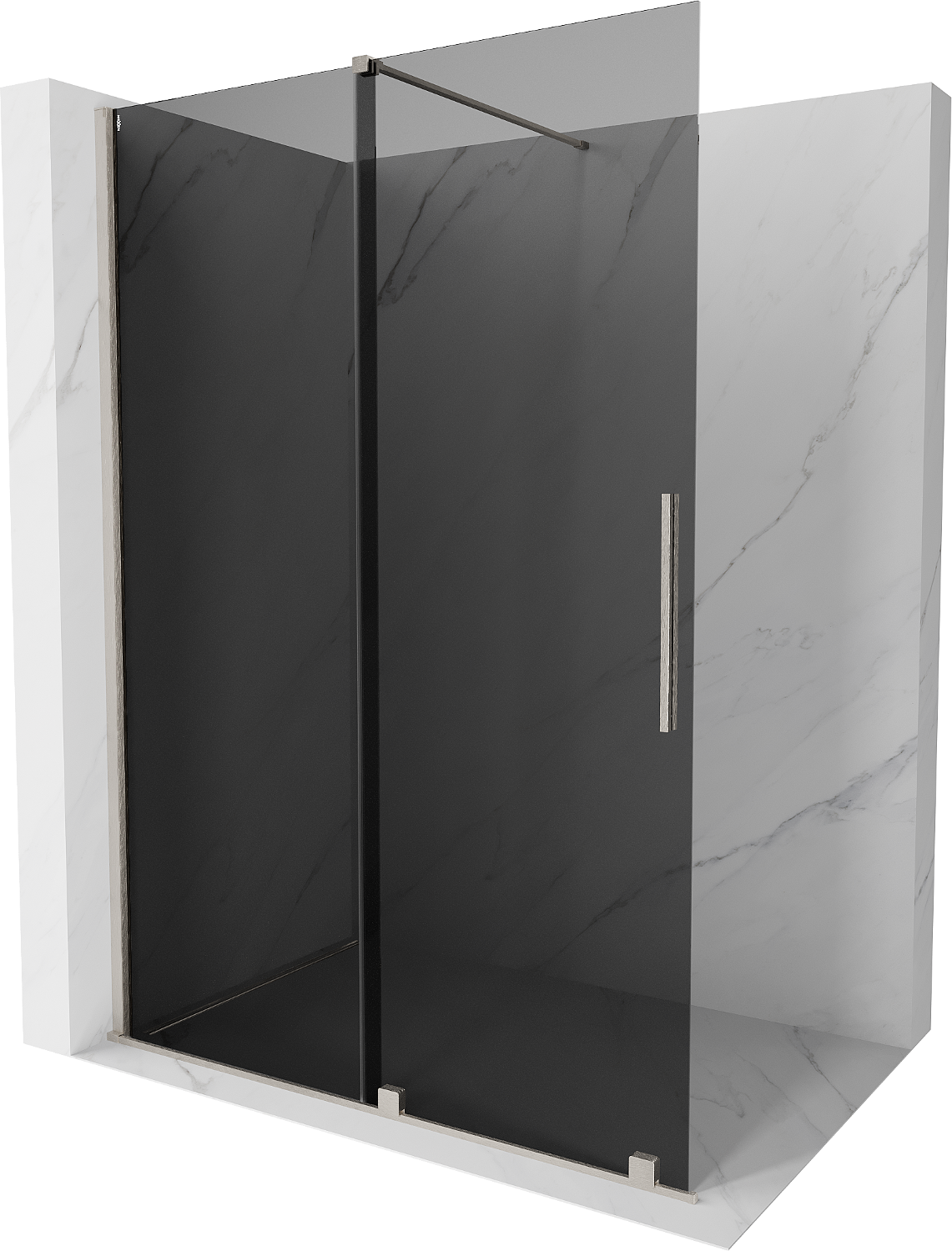 Mexen Velar paravan de duș glisant Walk-in 160 x 200 cm, grafit 8 mm, inox periat - 871-160-000-43-97