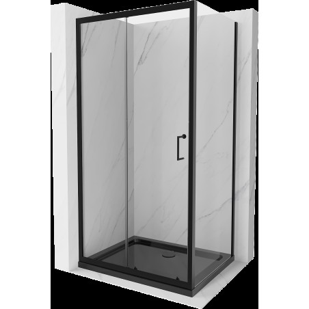 Mexen Apia cabină de duș extensibilă 140 x 90 cm, transparent, Neagră + cadă de duș Flat, Neagră - 840-140-090-70-00-4070B