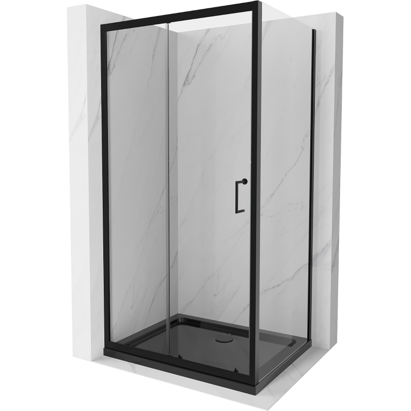 Mexen Apia cabină de duș extensibilă 100 x 90 cm, transparent, Neagră + cadă de duș Flat, Neagră - 840-100-090-70-00-4070B