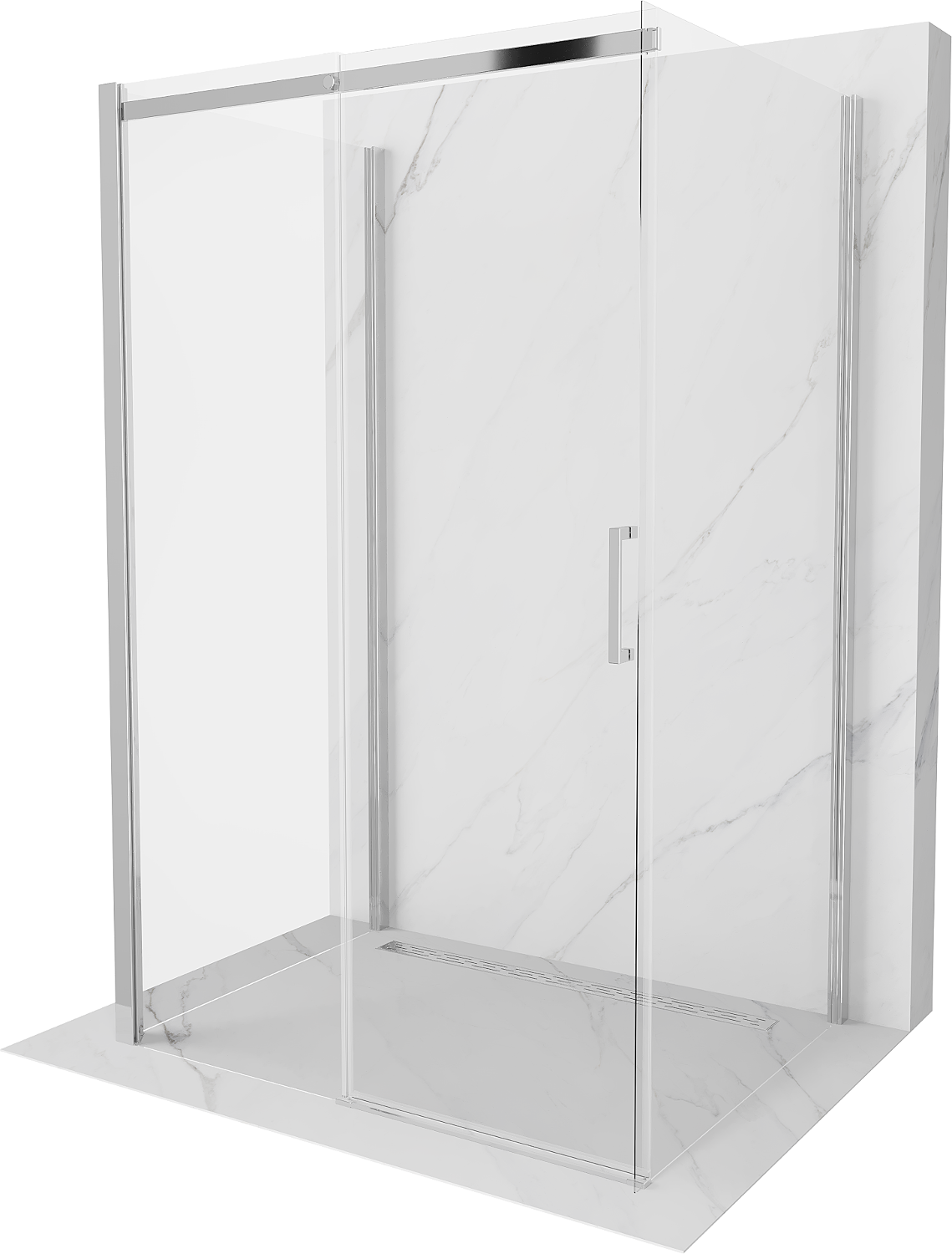 Mexen Omega cabină de duș cu 3 pereți, culisantă 100 x 80 cm, transparent, crom - 825-100-080-01-00-3S