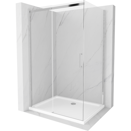 Mexen Omega cabină de duș extensibilă 100 x 70 cm, transparent, Crom + cadă de duș Flat - 825-100-070-01-00-4010