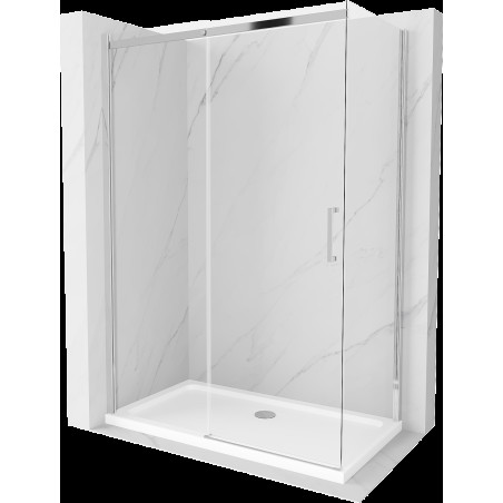 Mexen Omega cabină de duș extensibilă 130 x 70 cm, transparent, Crom + cadă de duș Flat - 825-130-070-01-00-4010