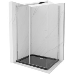 Mexen Omega cabină de duș extensibilă 100 x 80 cm, transparent, Crom + cadă de duș Flat, Neagră - 825-100-080-01-00-4070