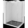 Mexen Omega cabină de duș extensibilă 100 x 90 cm, transparent, Crom + cadă de duș Flat, Neagră - 825-100-090-01-00-4070