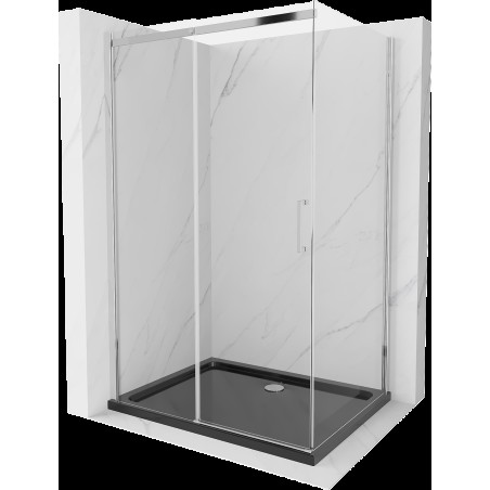 Mexen Omega cabină de duș extensibilă 120 x 80 cm, transparent, Crom + cadă de duș Flat, Neagră - 825-120-080-01-00-4070